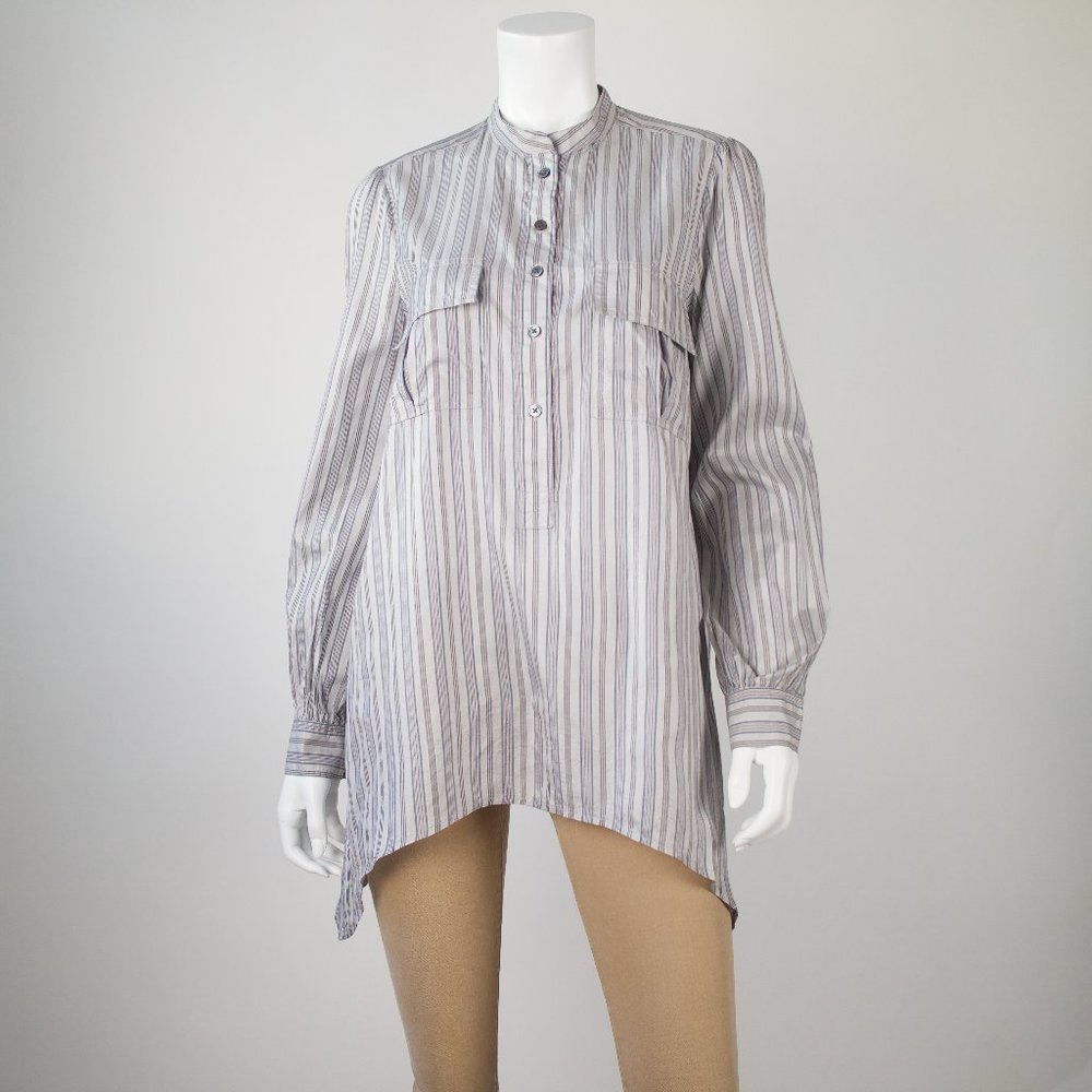 Elizabeth & James June Silk Striped Henley Tunic | Size Small